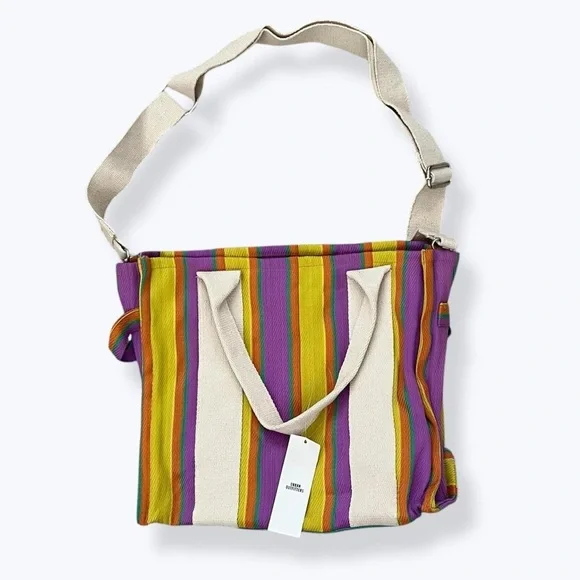 Urban Outfitters Serena Mesh Tote Bag- Striped canvas tote - Picture 3 of 8